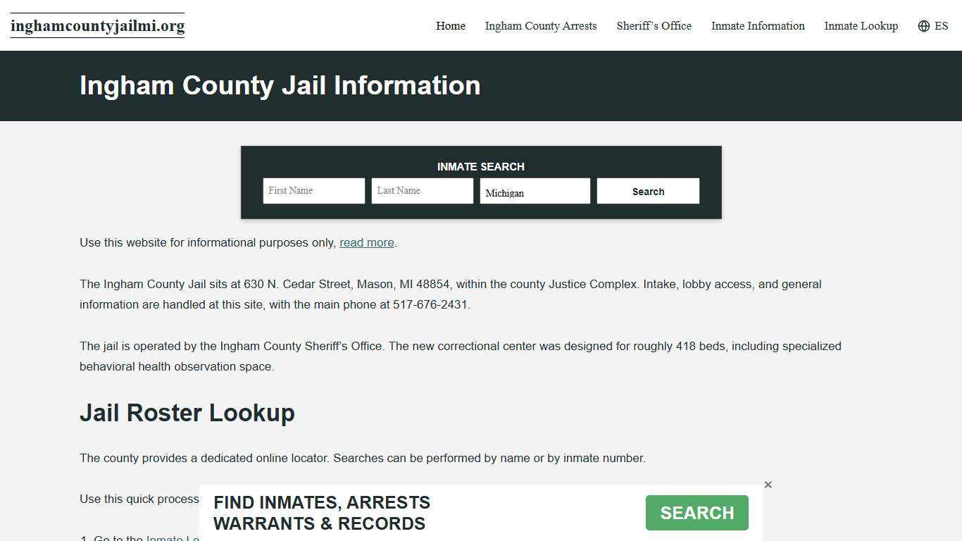 Ingham County, MI Jail Roster, Inmate Info